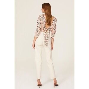 Ba&sh Greg Floral Open Back Tie Waist Top Off White Size 1 NWT